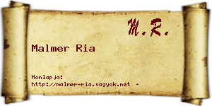 Malmer Ria névjegykártya